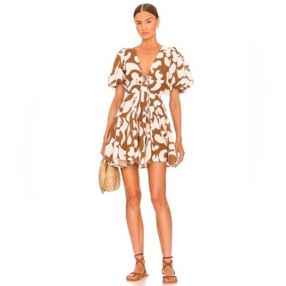 House of Harlow 1960 Dresses & Skirts - House of Harlow white & tan Puff Sleeve mini Dress 4